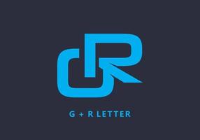 Blue color of GR initial letter design vector