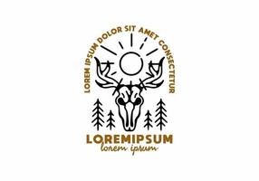 Deer skeleton and sun with lorem ipsum text vector