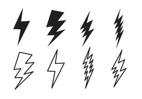 Set lightning bolt. Thunderbolt flat style.Thunder and Bolt Lighting Flash Icons Set on white background. vector