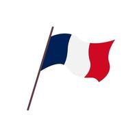 Waving flag of France country. Isolated french tricolor flag on white background. Vector flat illustration