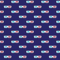 Pattern paper 3d glasses. Vector seamless dark background with anaglyph glasses from 90s. Flat pattern illustration
