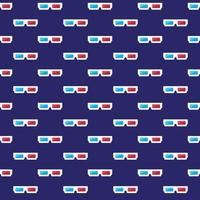 Pattern paper 3d glasses. Vector seamless dark background with anaglyph glasses from 90s. Flat pattern illustration