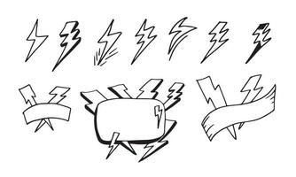 Set lightning bolt. Thunderbolt flat style.Thunder and Bolt Lighting Flash Icons Set on white background. vector