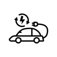 icono de coche eléctrico con electricidad. estilo de icono de línea. adecuado para icono de energía renovable. diseño simple editable. vector de plantilla de diseño