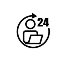 People icon with laptop and 24 hours. business man. line icon style. suitable for business icon. simple design editable. Design template vector