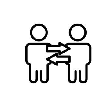 People icon with arrow. businessman. line icon style. suitable for team work icon. simple design editable. Design template vector