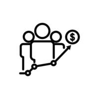 People icon with chart and dollar. businessman. line icon style. suitable for team work icon. simple design editable. Design template vector