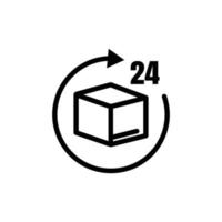 Box icon inside circle. texts 24. full time delivery. line icon style. suitable for packaging icon. simple design editable. Design template vector