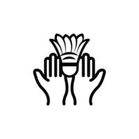 Hand icon with shuttlecock. line icon style. suitable for sport badminton icon. simple design editable. Design template vector