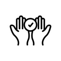 Hand icon with check mark. line icon style. suitable for done icon, completed. simple design editable. Design template vector