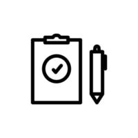 Document icon with check mark and pen. line icon style. suitable for document check completed icon. simple design editable. Design template vector