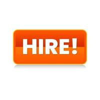 Hire web button recruitment human resources employee company label design vector