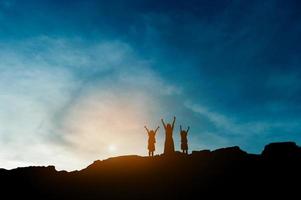 Silhouette of team leadership, teamwork and teamwork and delightful silhouette concepts photo