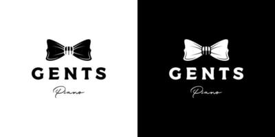 piano tuts and bow tie music logo design vector