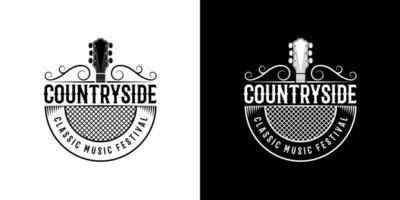 vintage retro Country western music logo design vector