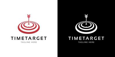 clock arrow and target time target logo design vector