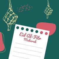 hand drawn eid al fitr greetings card template vector