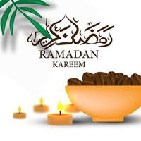 realistic 3D vector dates and candles for ramadan