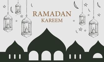 hand drawn ramadan kareem banner vector