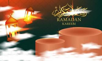 background ramadan kareem elegant with podium realistic vector