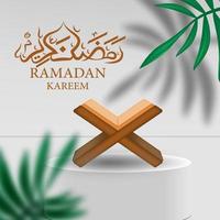 podio realista con al quran para ramadan vector