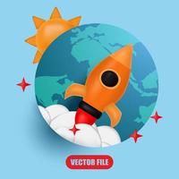 rocket launcher from earth  illustration vector 3D