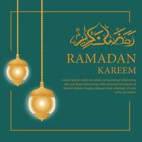 tarjeta de felicitación ramadan kareem con vector de linterna 3d