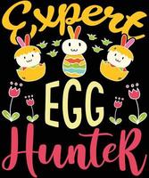 diseño experto de camisetas de cazadores de huevos para amantes de la Pascua vector