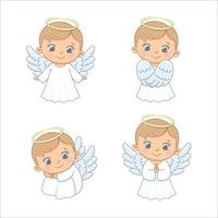 A set of cute angel boy. Vector illustration of a cartoon.