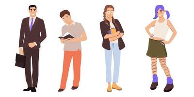 A different group of people. Student, businessman, hipster. Vector illustration
