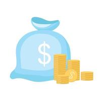 Blue bag with money semi flat color vector object