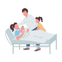 Family welcoming new baby semi flat color vector characters