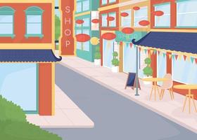 Chinatown flat color vector illustration