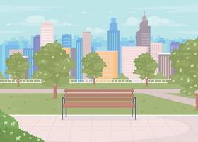 City park flat color vector illustration