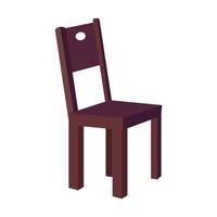 objeto vectorial de color semiplano de silla de madera vector