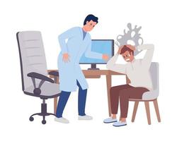 Panic attack at medical checkup semi flat color vector characters