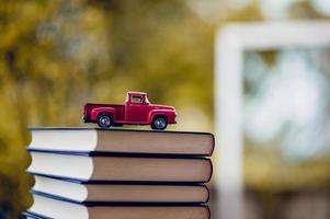 Picture of books and educational equipment placed on the table Educational concept with copy space photo