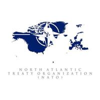 organización del tratado del atlántico norte, otan, países miembros resaltados en azul en el mapa político mundial