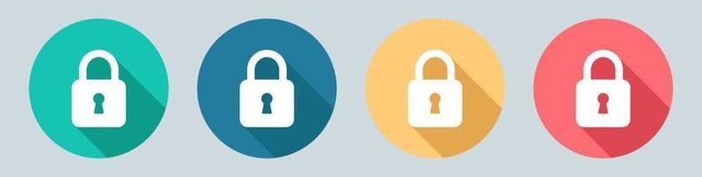 Colorful padlock icon collection. Security lock sign. Secure protection symbol. vector