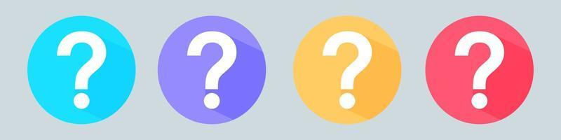Question mark icon set. Colorful help sign speech bubble. vector