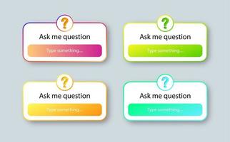 Social media question sticker. Ask me a question user interface design vector. Gradient interface for question. vector