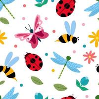 Spring Insect Seamless Pattern vector