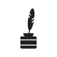 Feather and inkwell icon template black color editable. Feather and inkwell icon symbol Flat vector illustration for graphic and web design.