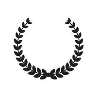 coronas griegas y elemento redondo heráldico con silueta circular negra. conjunto de laurel, higo y oliva, íconos de premios de victoria con hojas y marcos de ilustración para diseño gráfico y web. vector