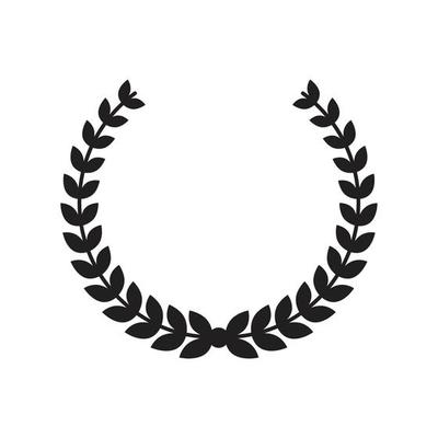 Greek wreaths and heraldic round element with black circular silhouette. set of laurel, fig and olive, victory award icons with leaves and frames illustration for graphic and web design.