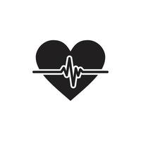 la plantilla de icono de corazón y cardiograma es editable en color negro. el corazón y el cardiograma icono símbolo ilustración vectorial plana para diseño gráfico y web. vector