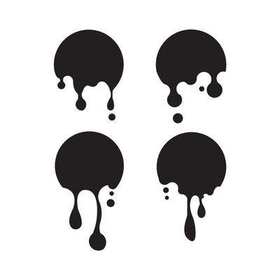 Black dripping slime seamless set. Flowing black fluid. Paint drops and blots.ime halloween signboard. black and white detailed vector illustration