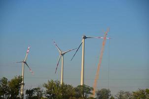wind farm with erecting crane