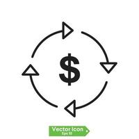 cashback icon, return money, cash back rebate, thin line web symbol on white background - editable stroke vector illustration eps10