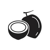plantilla de icono de coco de frescura color negro editable. Ilustración de vector plano de símbolo de icono de coco de frescura para diseño gráfico y web.
